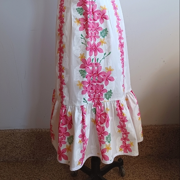 Vintage Pink Plumeria Aloha Party Dress Size Small - Picture 7 of 8